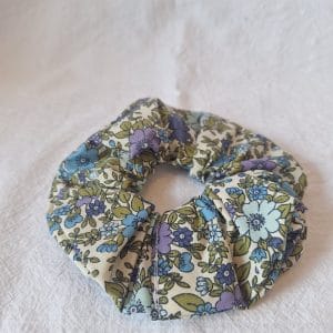 Blue Floral Scrunchie